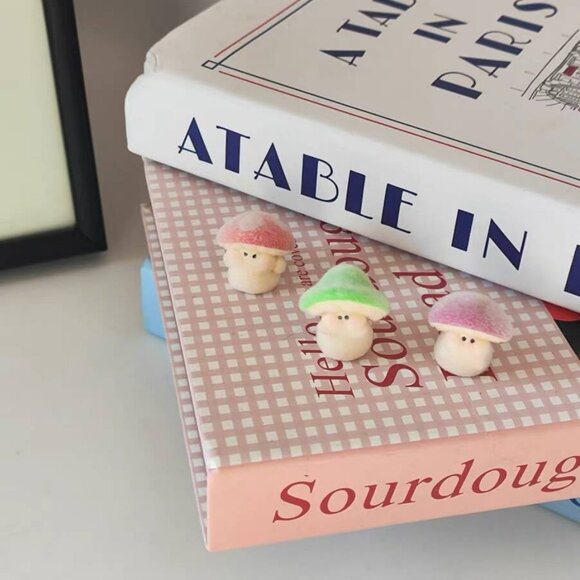 Set of 3 Flocked Mini Mushroom Decor - Picture 1 of 2